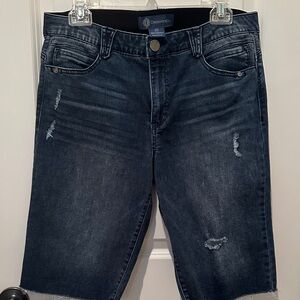 Democracy Dark Blue Distressed Denim Bermudas